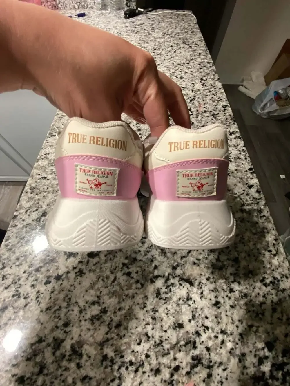 True Religion Girls Breezy Chunky Platform Sneakers in White/Pink